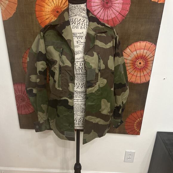 Vintage French Military CCE F2 Camo Field Jacket Cool Girl Utility Grunge SZ Med - Picture 1 of 7